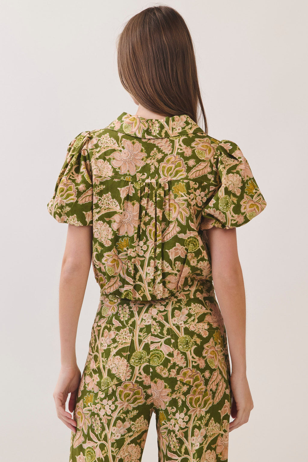 Claire Floral Print Puff Cropped Top