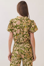 Claire Floral Print Puff Cropped Top
