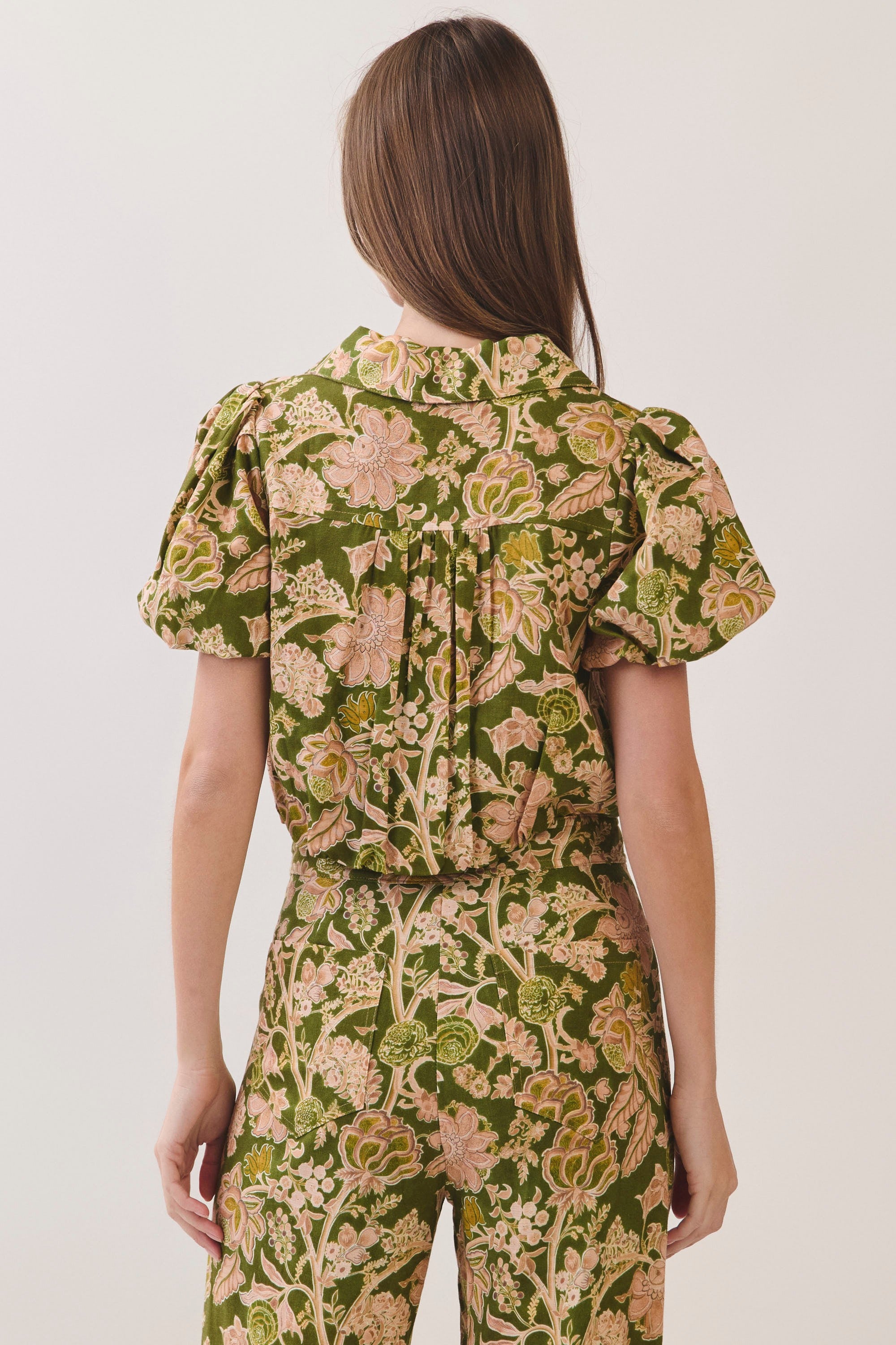 Claire Floral Print Puff Cropped Top