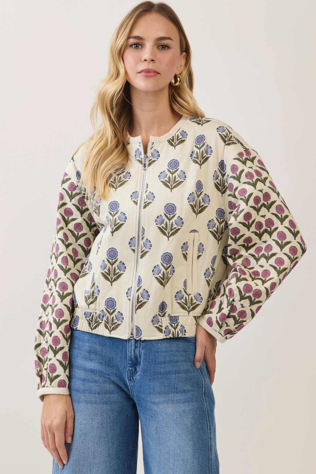 Danika Floral Print Quilted Jacket