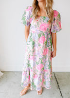 Annie Floral Square Neck Midi Dress