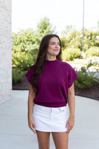 Marina Mock Neck Top in Plum