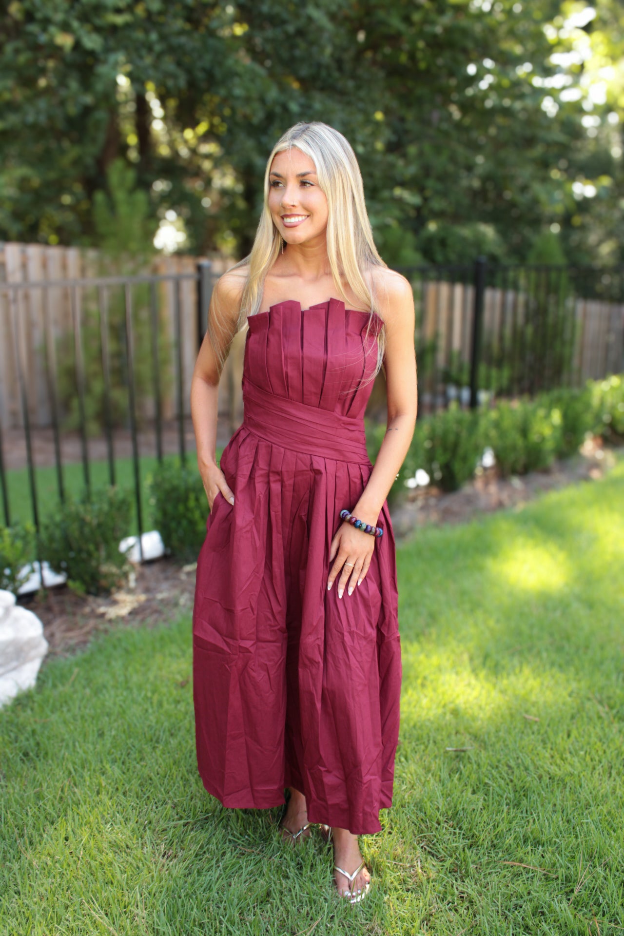 Evelina Pleated Midi Dress