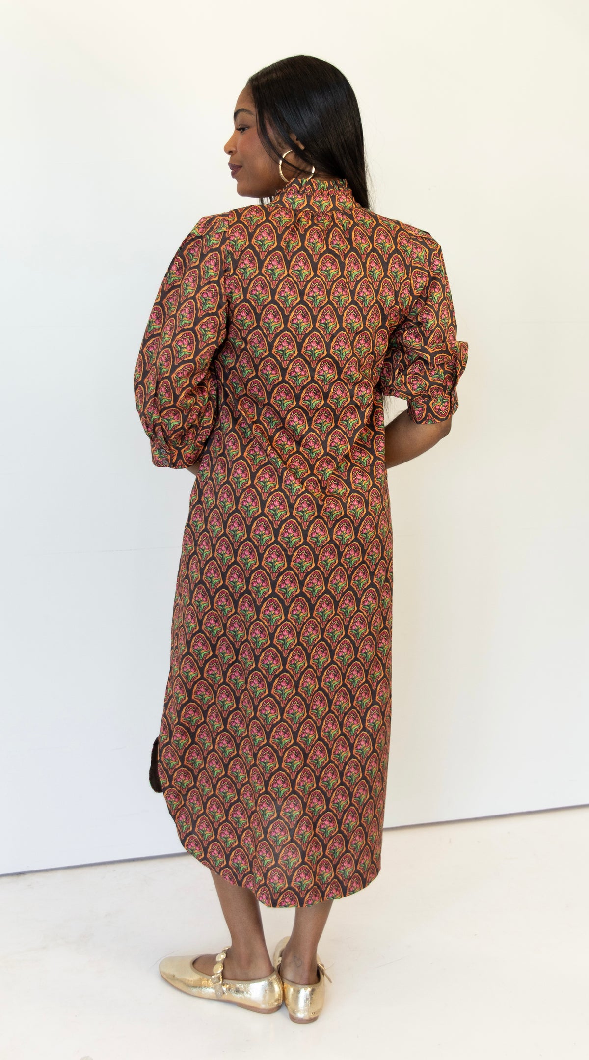 Heritage Floral Block Print Midi Dress