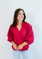 Simone Textured V-Neck Top