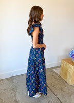 Flutter Sleeve Printed Midi Dress