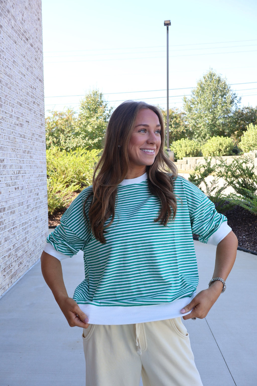 Serena Striped Rib-Banded Top