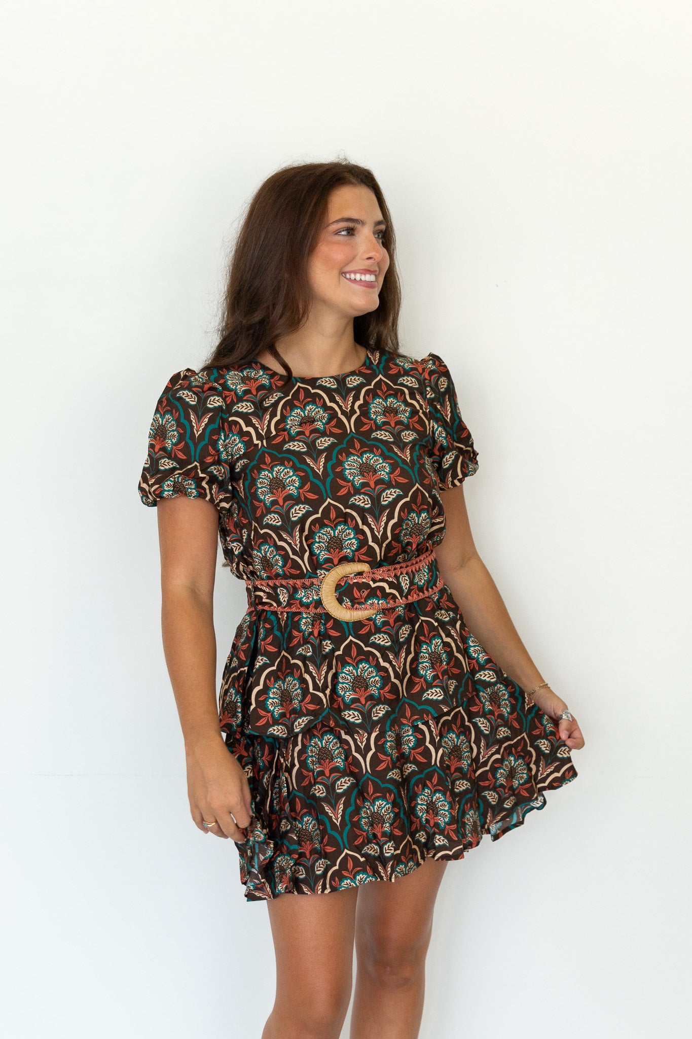 Monroe Floral Belted Mini Dress