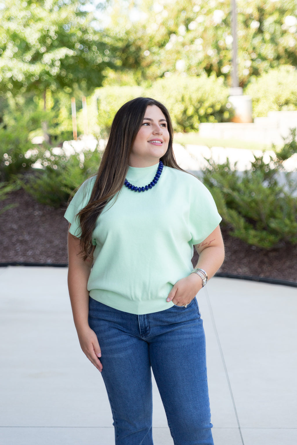 Marina Mock Neck Top in Mint