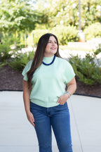 Marina Mock Neck Top in Mint