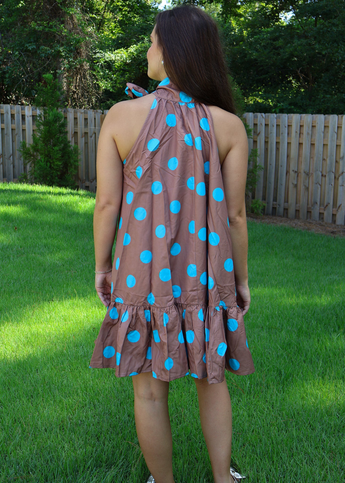 Celine Polka Dot Bow Neck Dress