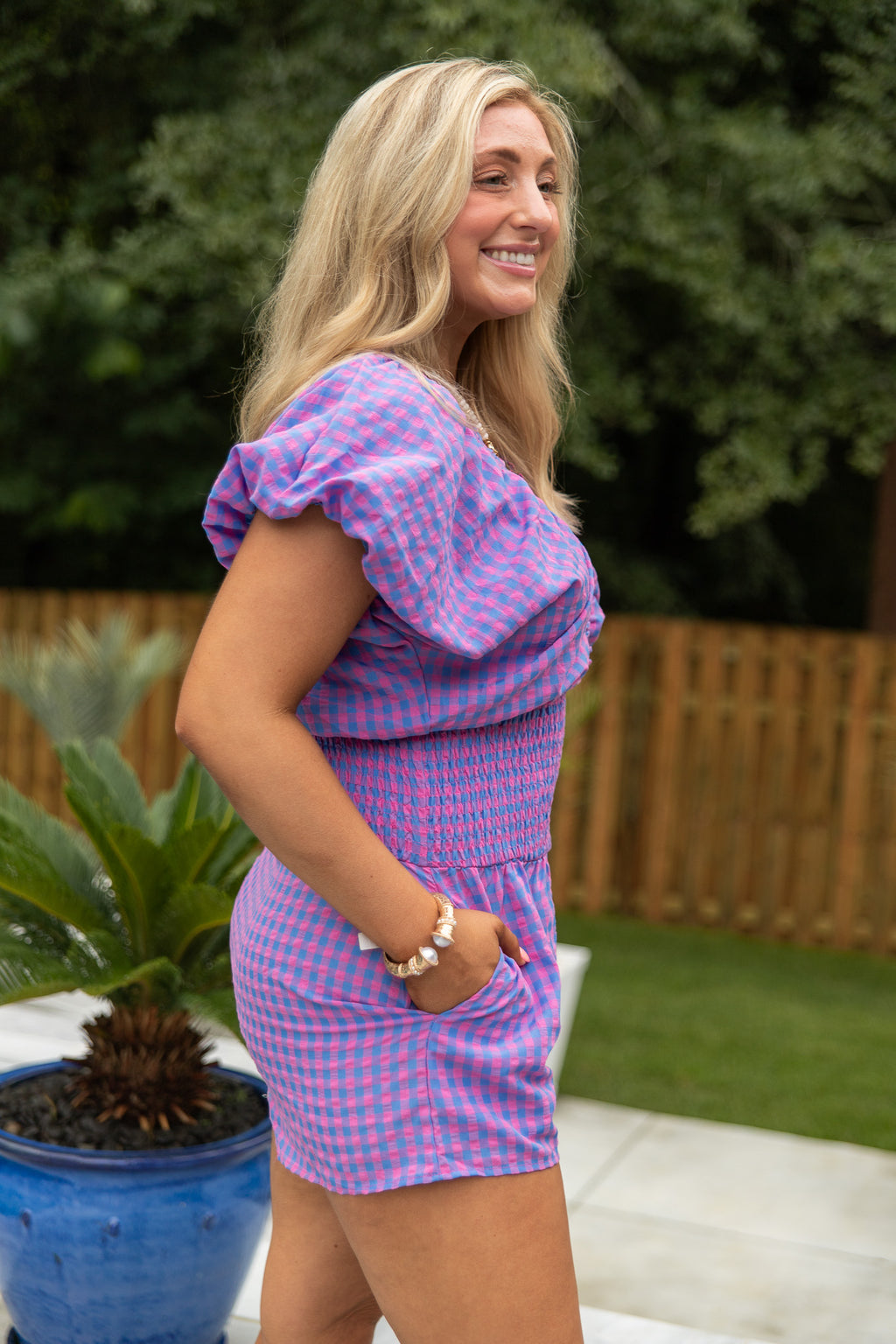 Laguna Gingham Smocked Romper
