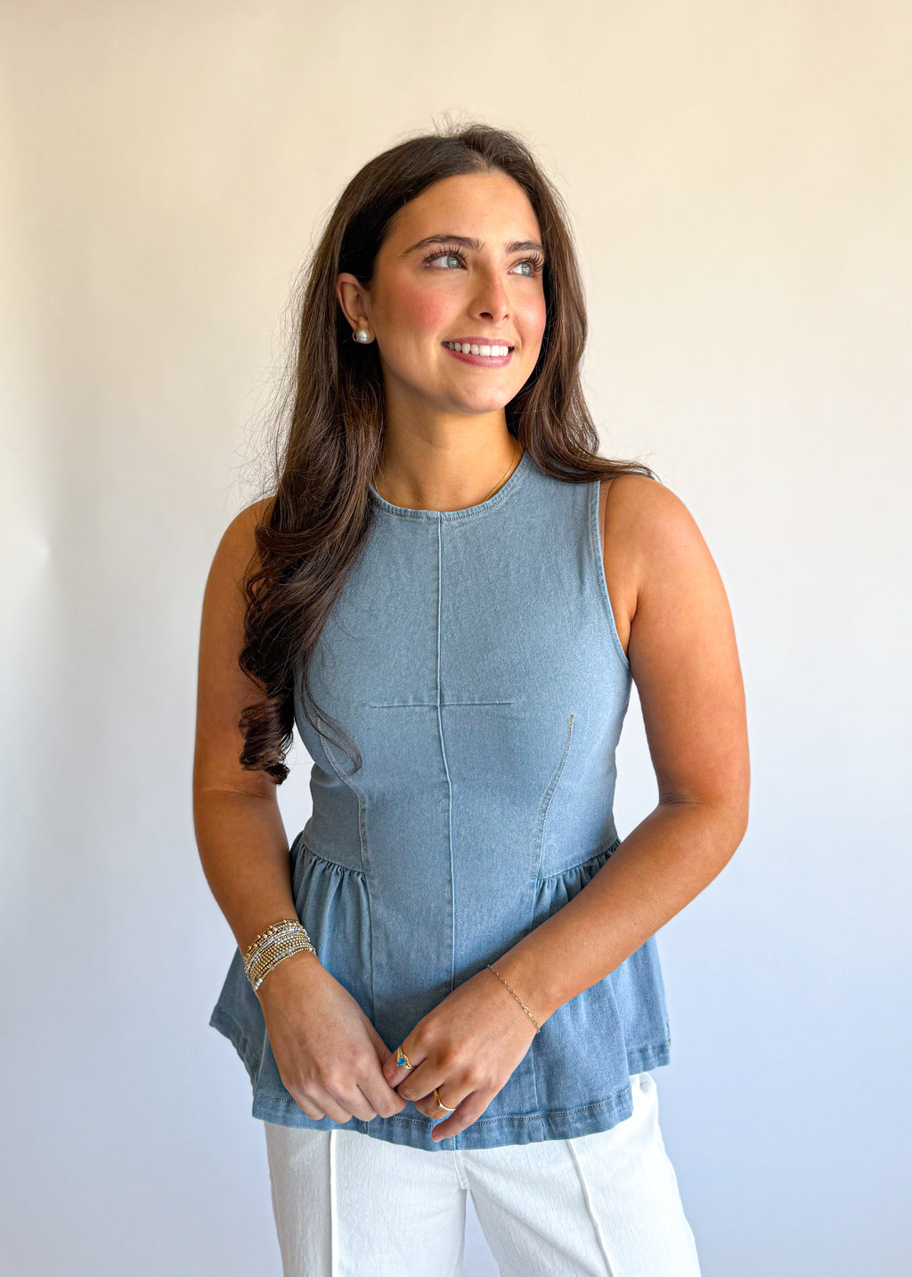 River Sleeveless Flared Hem Top