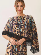 The Leopard Fringe Poncho Top
