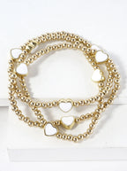3-PC Enamel Heart Stretch Bracelets Set