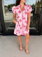Dahlia Floral Zip-Down Mini Dress