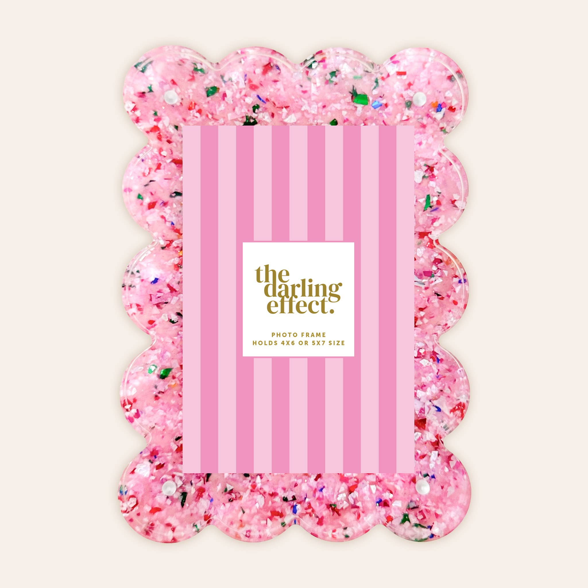 Rectangle Scalloped Acrylic Frame - Confetti Pink