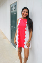 Ellie Scalloped Colorblock Shift Dress