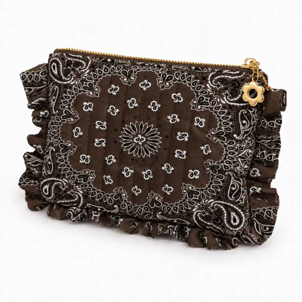 Bandana Ruffle Quilted Cosmetic Pouch