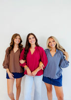 Simone Textured V-Neck Top
