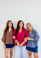Simone Textured V-Neck Top