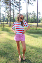 Cora Striped Puff Sleeve Knit Top