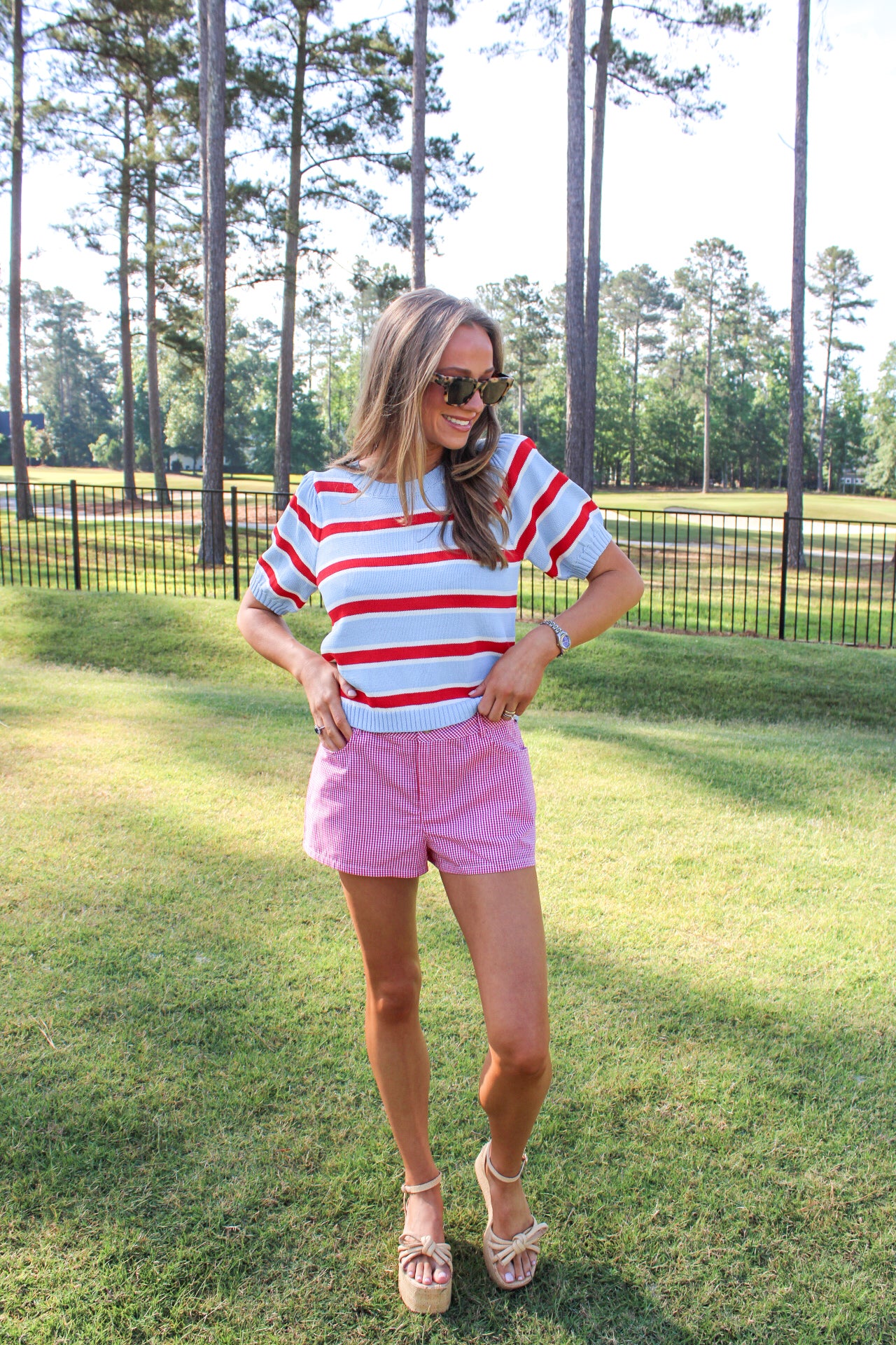 Cora Striped Puff Sleeve Knit Top