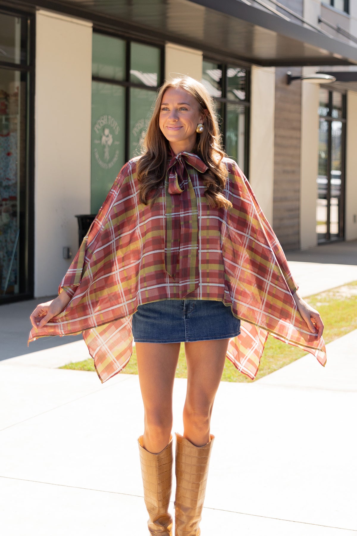 Paisley Plaid Poncho Top