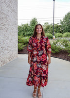 Alice Paisley Midi Dress in Burgundy