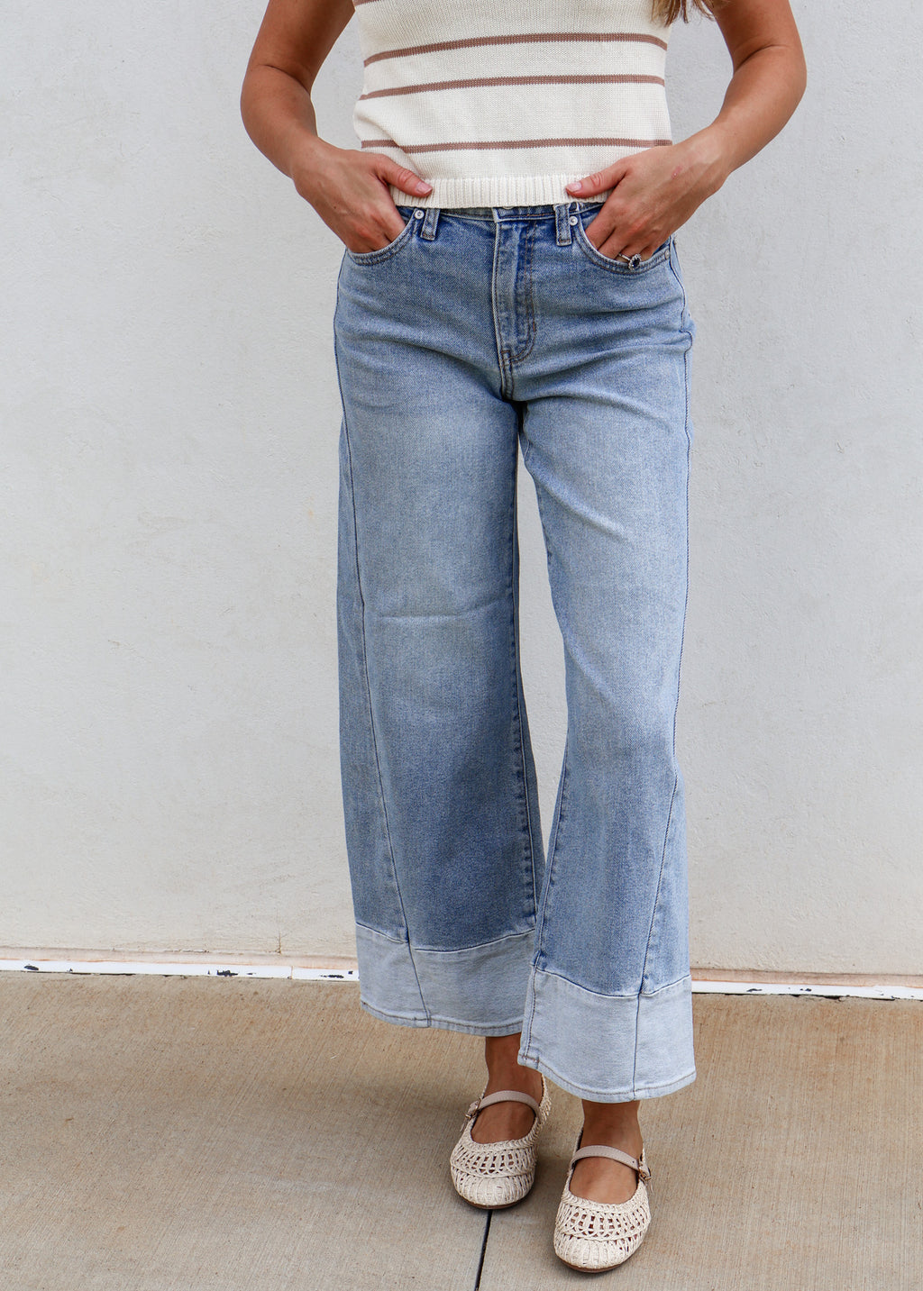 Camila Cuffed Wide‑Leg Jeans