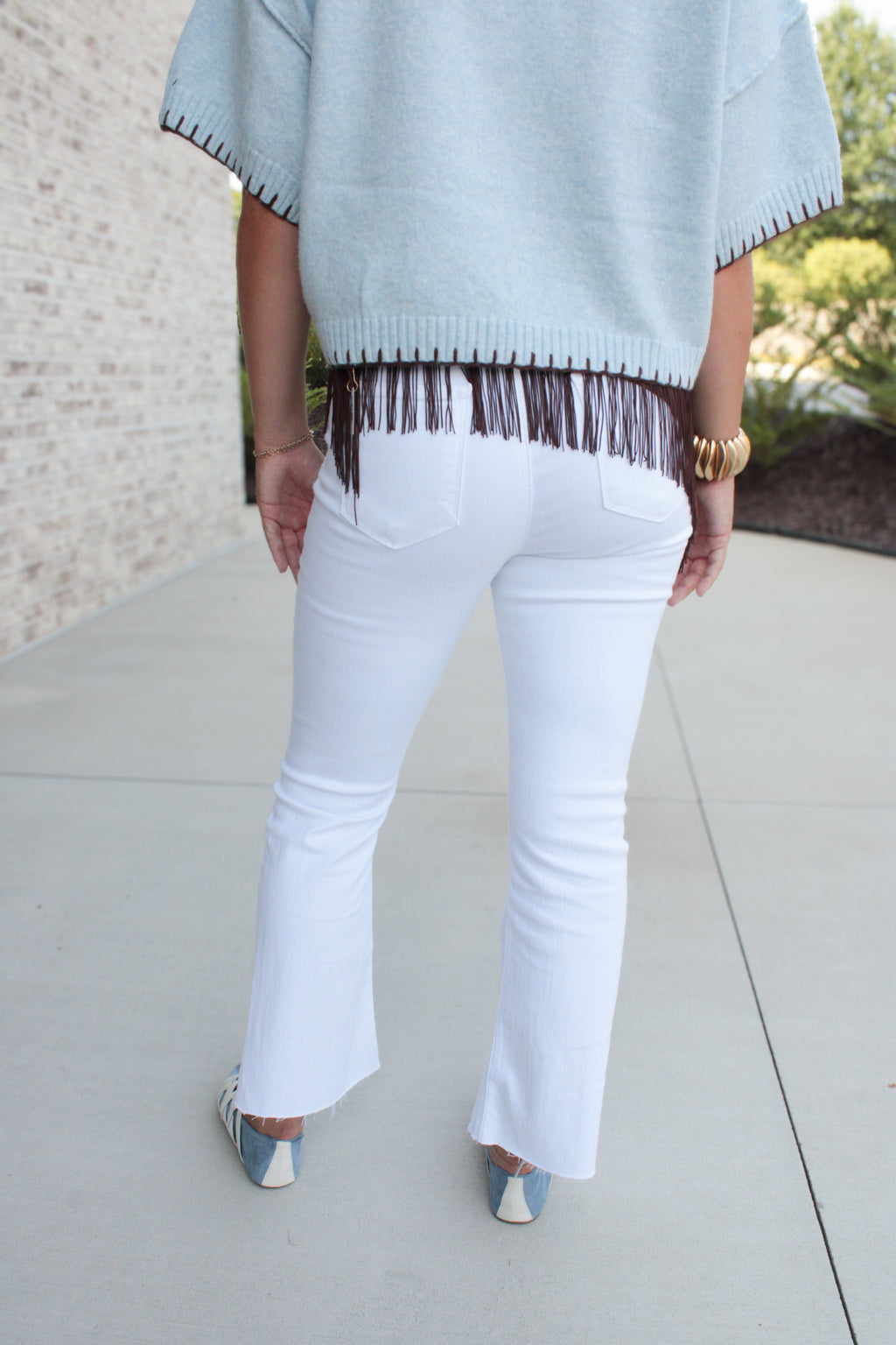 Cropped Denim Flare Jeans