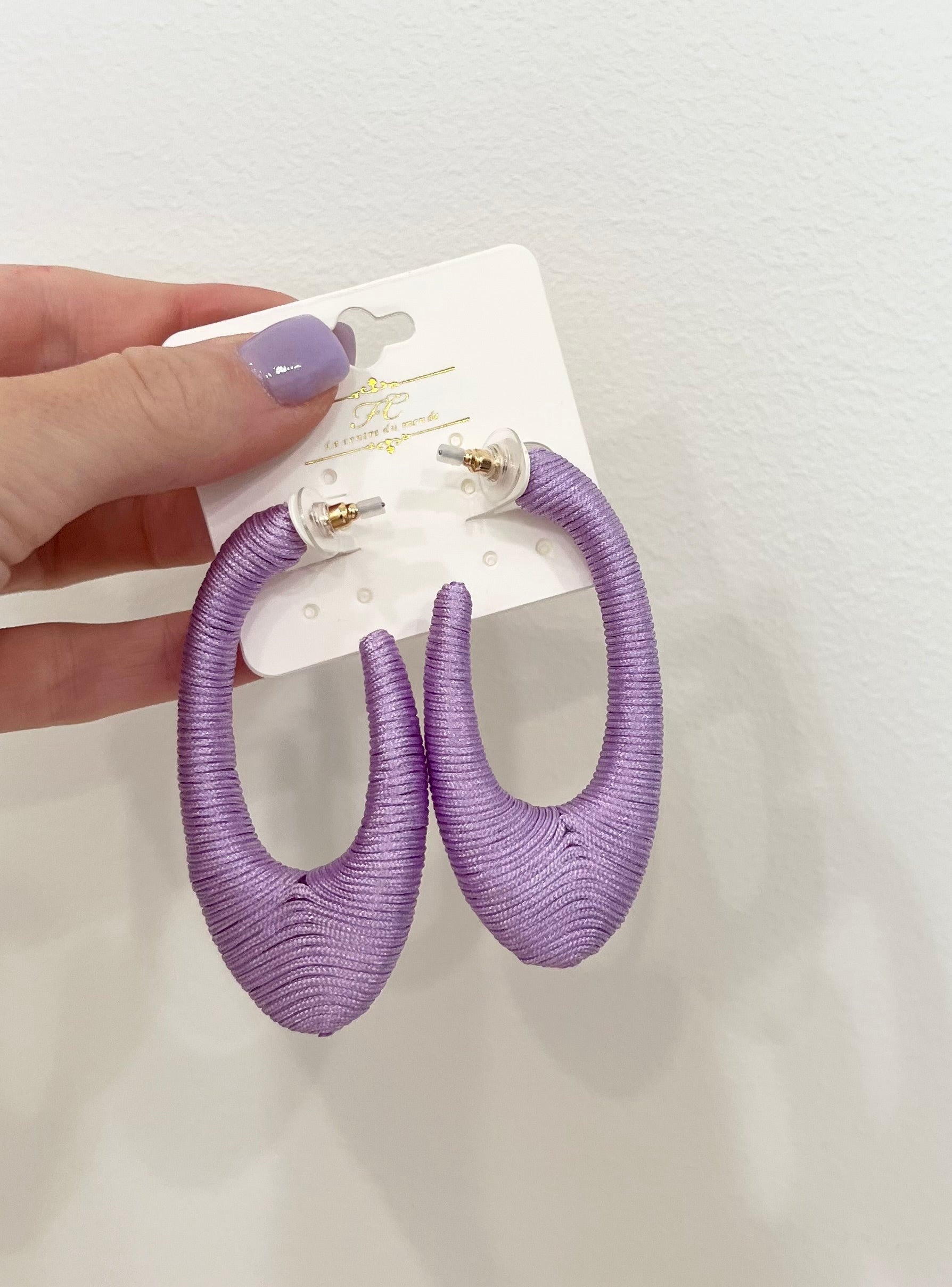 Wrapped Thread Open Oval Hoops