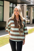 Weekend Striped Collar Top