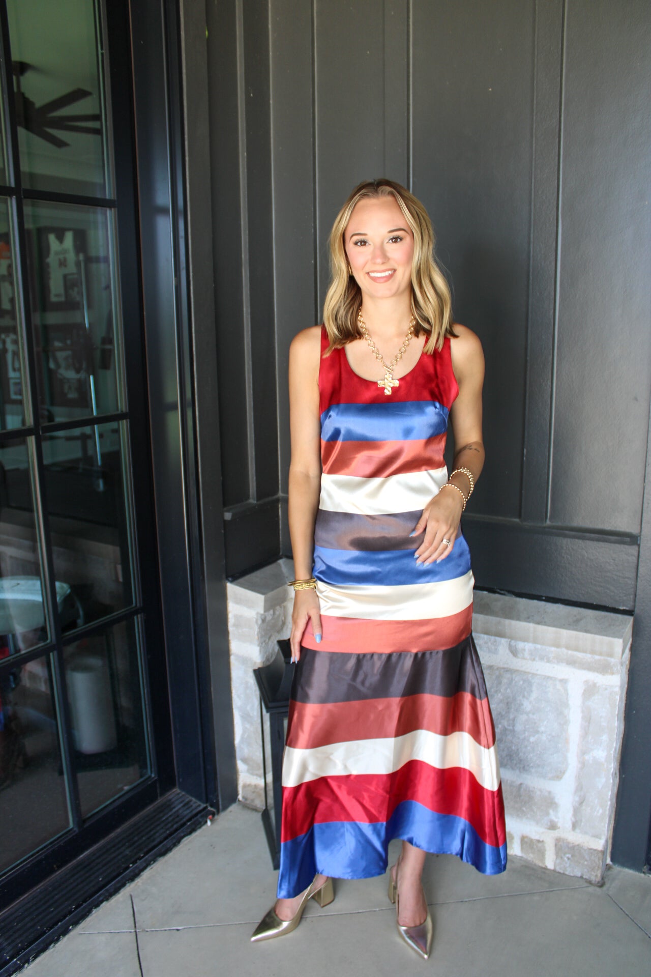 Sunset Stripe Satin Dress