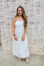 Tessa Tie Strap Polka Dot Maxi Dress