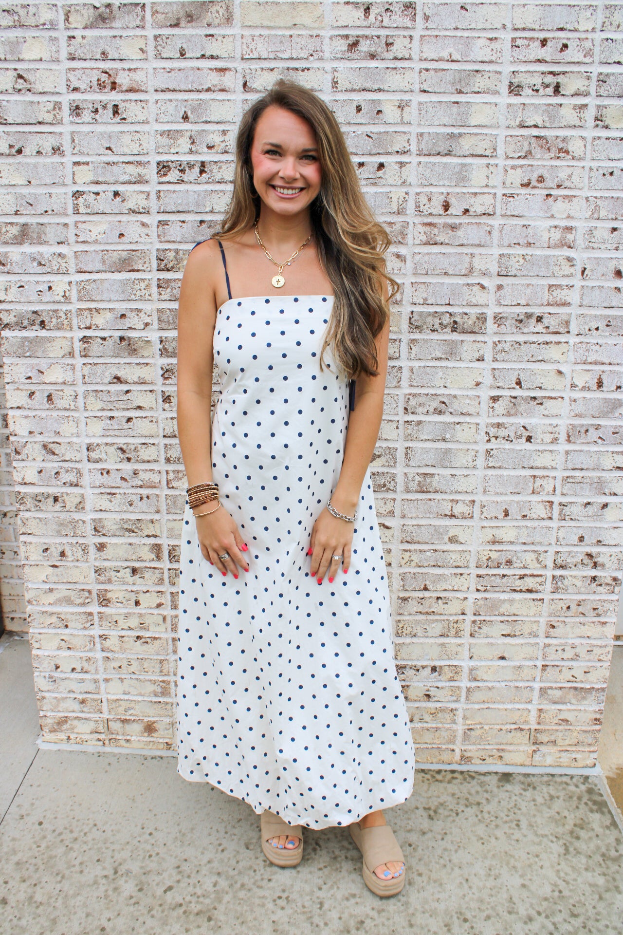 Tessa Tie Strap Polka Dot Maxi Dress