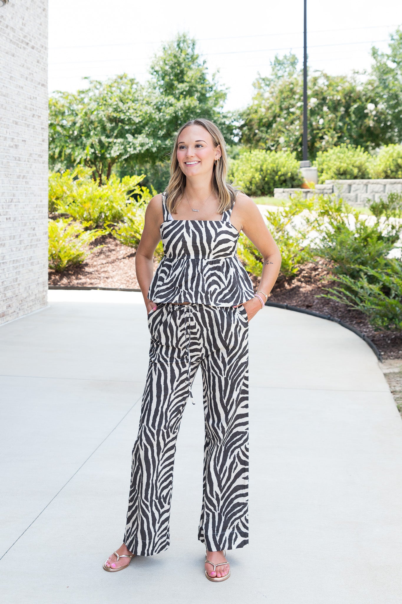 Zebra Tie Back Peplum Top