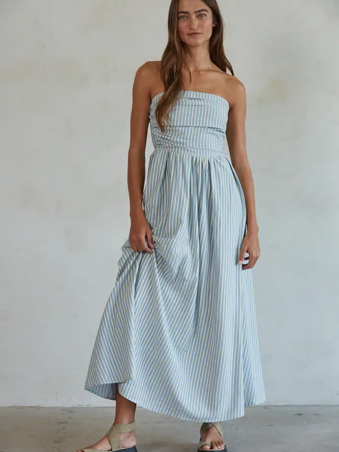 Allison Strapless Striped Maxi Dress