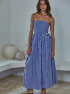 Allison Strapless Striped Maxi Dress