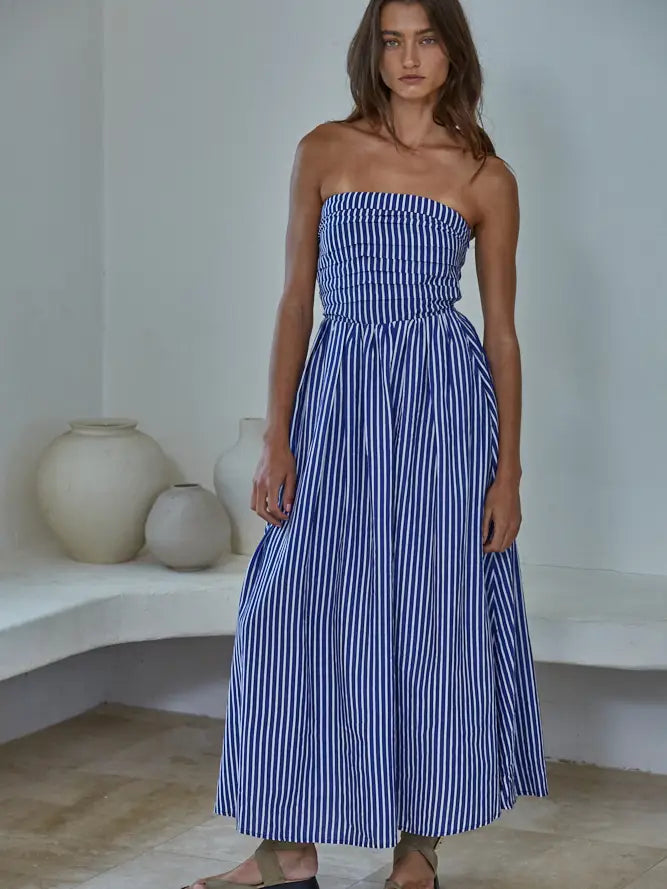 Allison Strapless Striped Maxi Dress