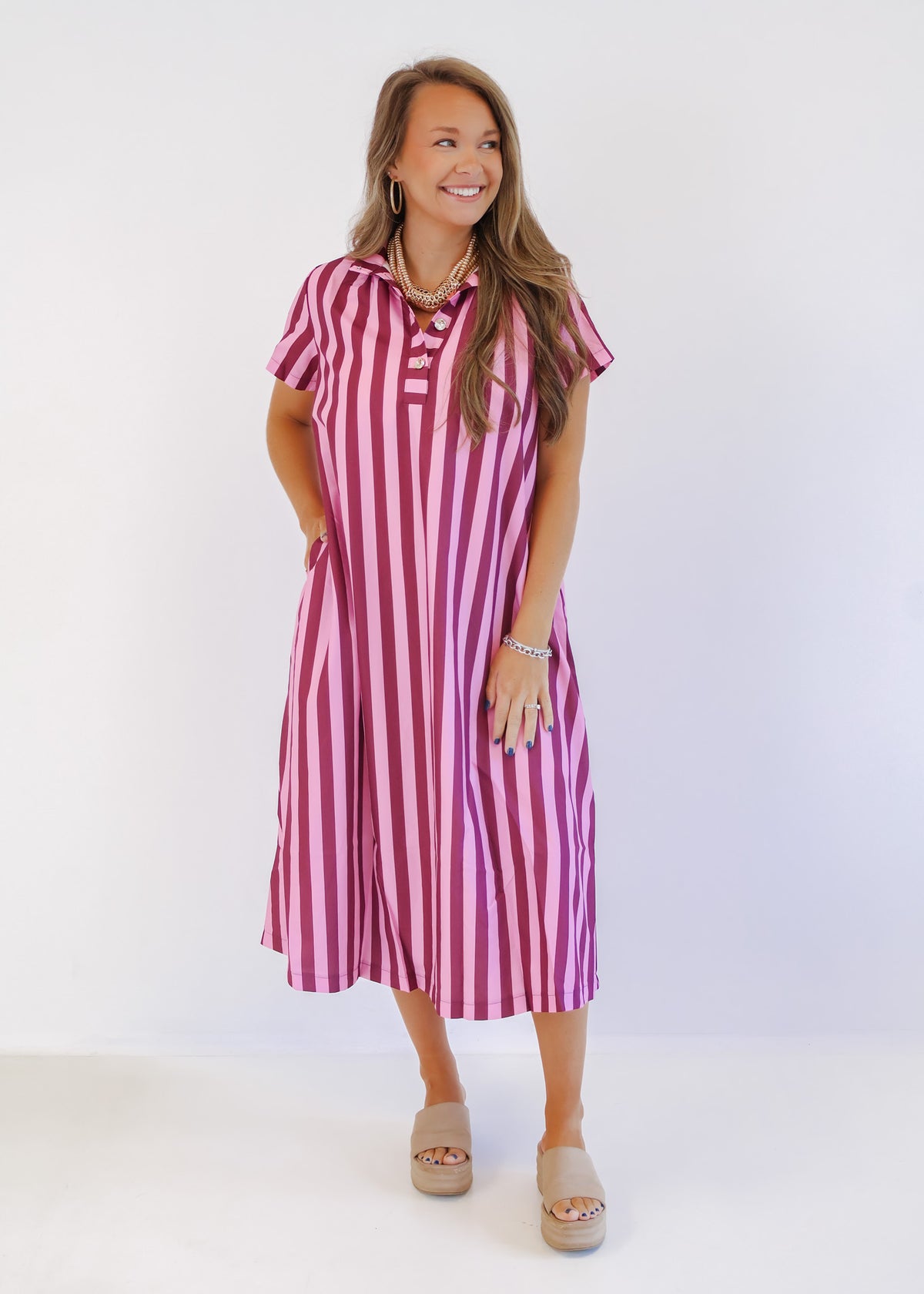 Mila Striped Midi Dress