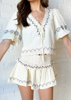 Goldie Embroidered Smocked Waist Set