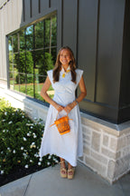 Mabel Ruched Sleeveless Midi Dress in Powder Blue