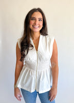 Millie Zip Front Peplum Top