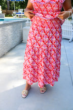 Bright Block Print Maxi Skirt