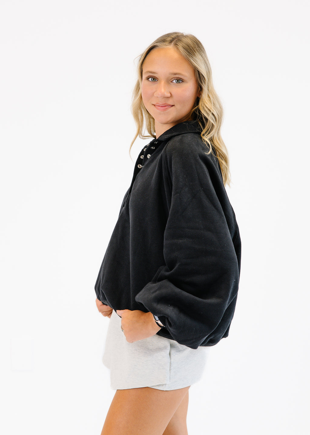 Snap Button Collared Sweater