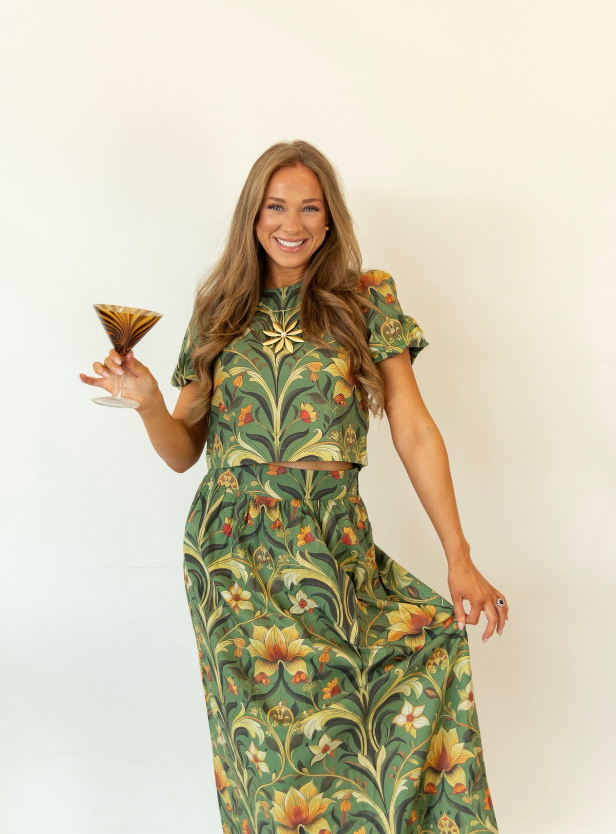 Julia Floral Vine Crop Blouse