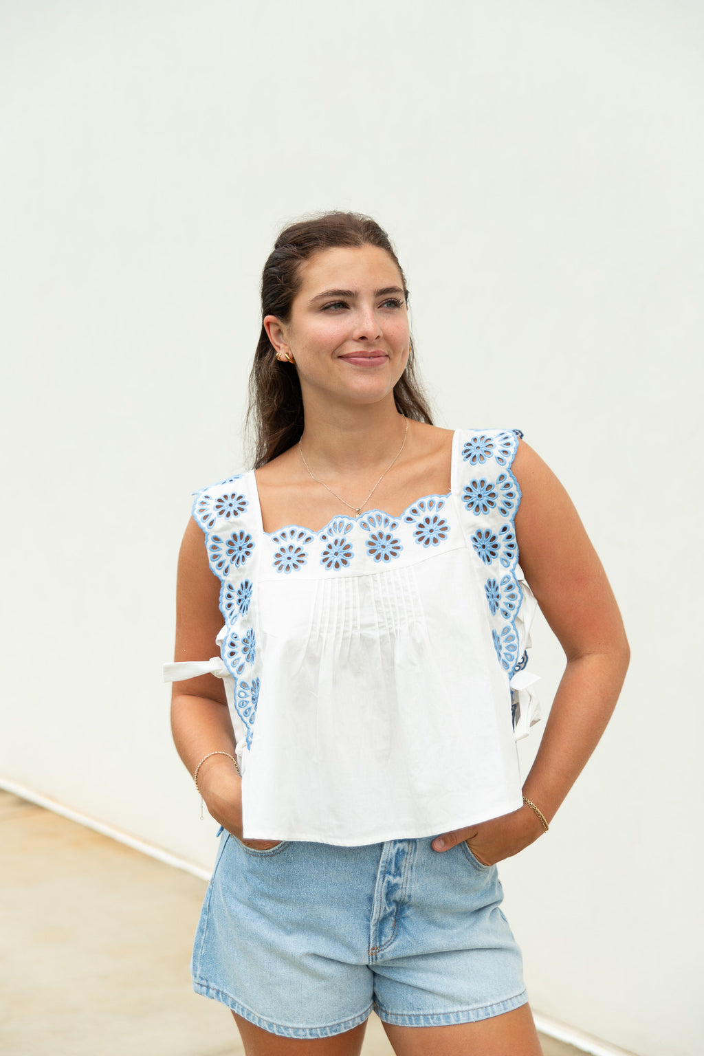 Elisa Eyelet Embroidered Top