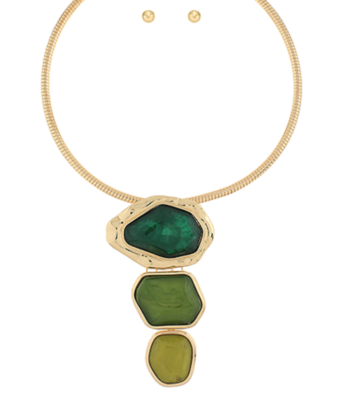 3 Geometric Charm Omega Necklace Set