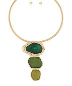 3 Geometric Charm Omega Necklace Set